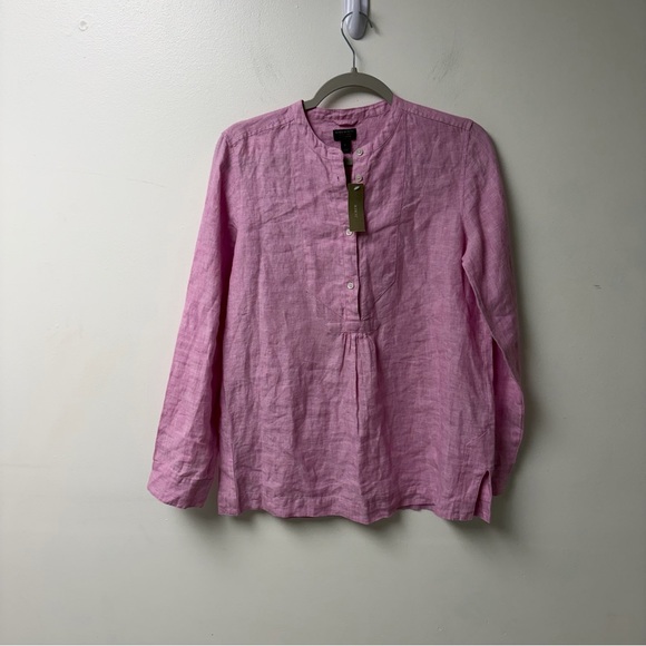J Crew NWT Baird McNutt‎ Irish Linen Button Down Pink Size 2 - Picture 2 of 7